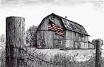 Swaney Road Barn - Ballpoint pen artwork by Vincent Whitehead