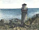 Coastal Lighthouse - Ballpoint pen artwork by Vincent Whitehead